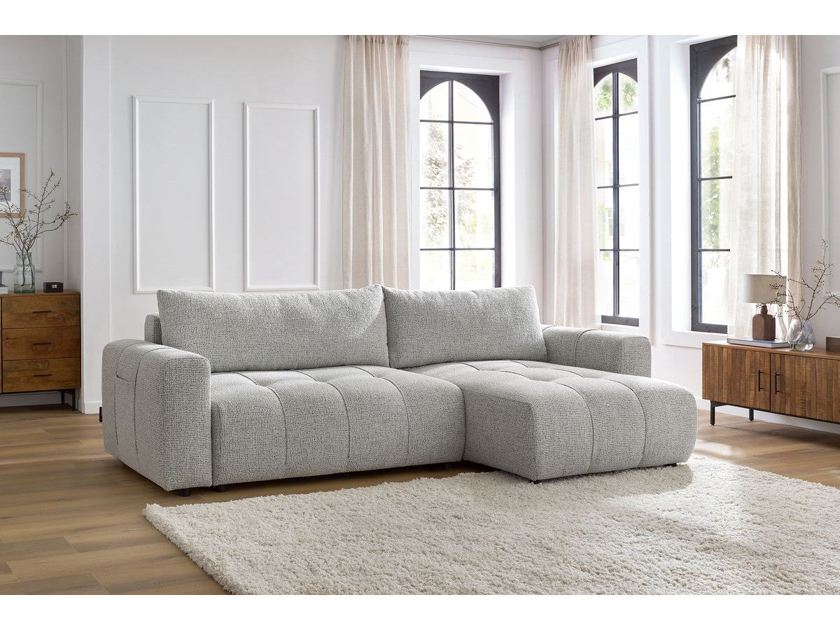 Canapé BOBOCHIC d'angle réversible convertible coffre ARSENE gris clair