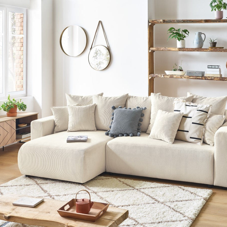 Canapé d'angle réversible convertible coffre BOBOCHIC Envy velours côtelé Beige