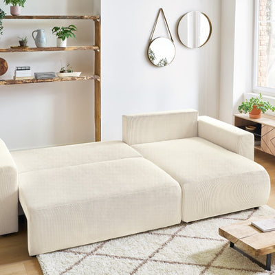 Canapé d'angle réversible convertible coffre BOBOCHIC Envy velours côtelé Beige