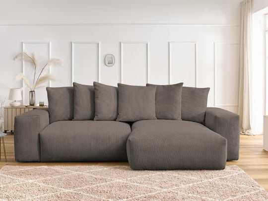 Canapé d'angle BOBOCHIC Voltaire convertible coffre taupe