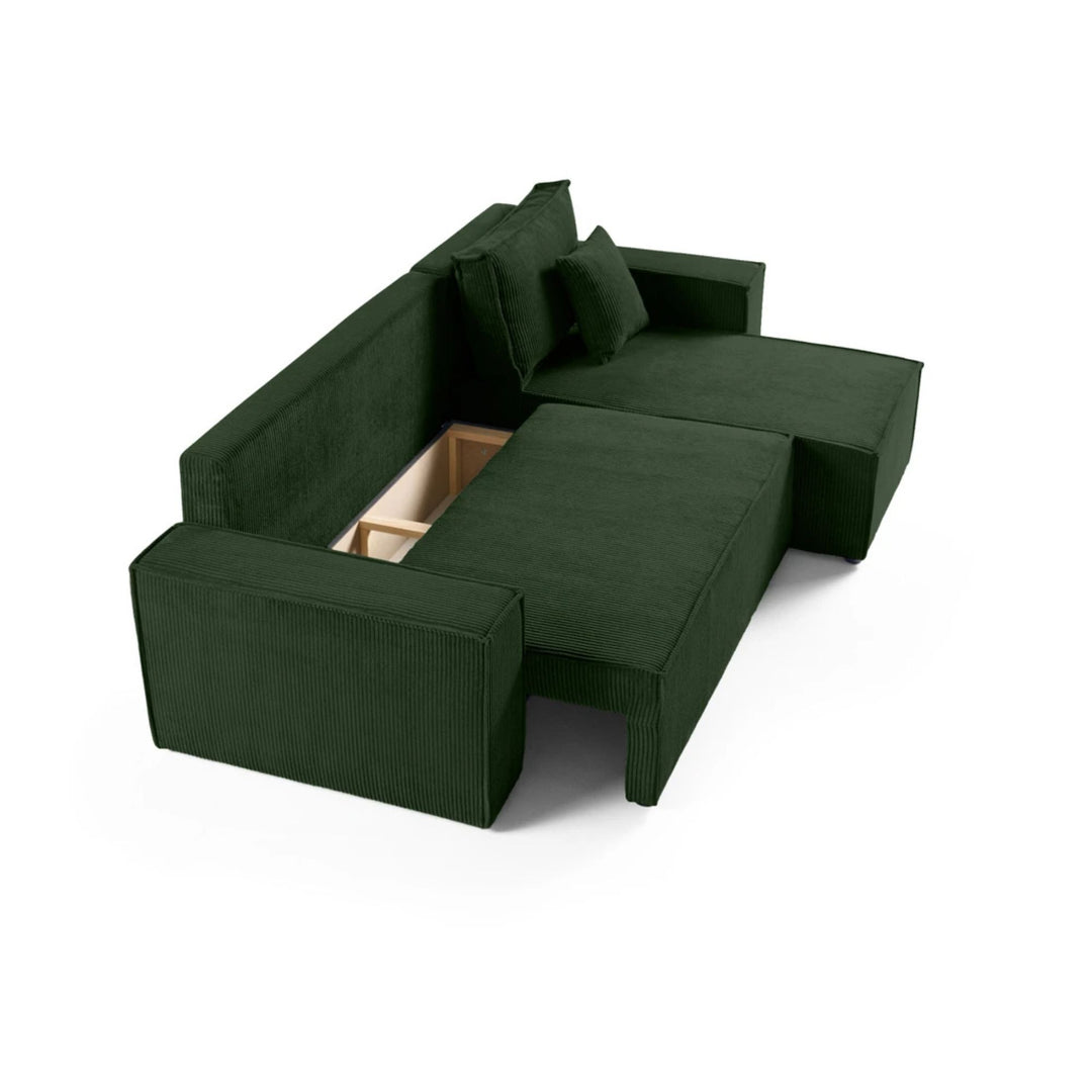 Canapé d'angle réversible convertible BESTMOBILIER Cezanne 4 places en velours côtelé vert