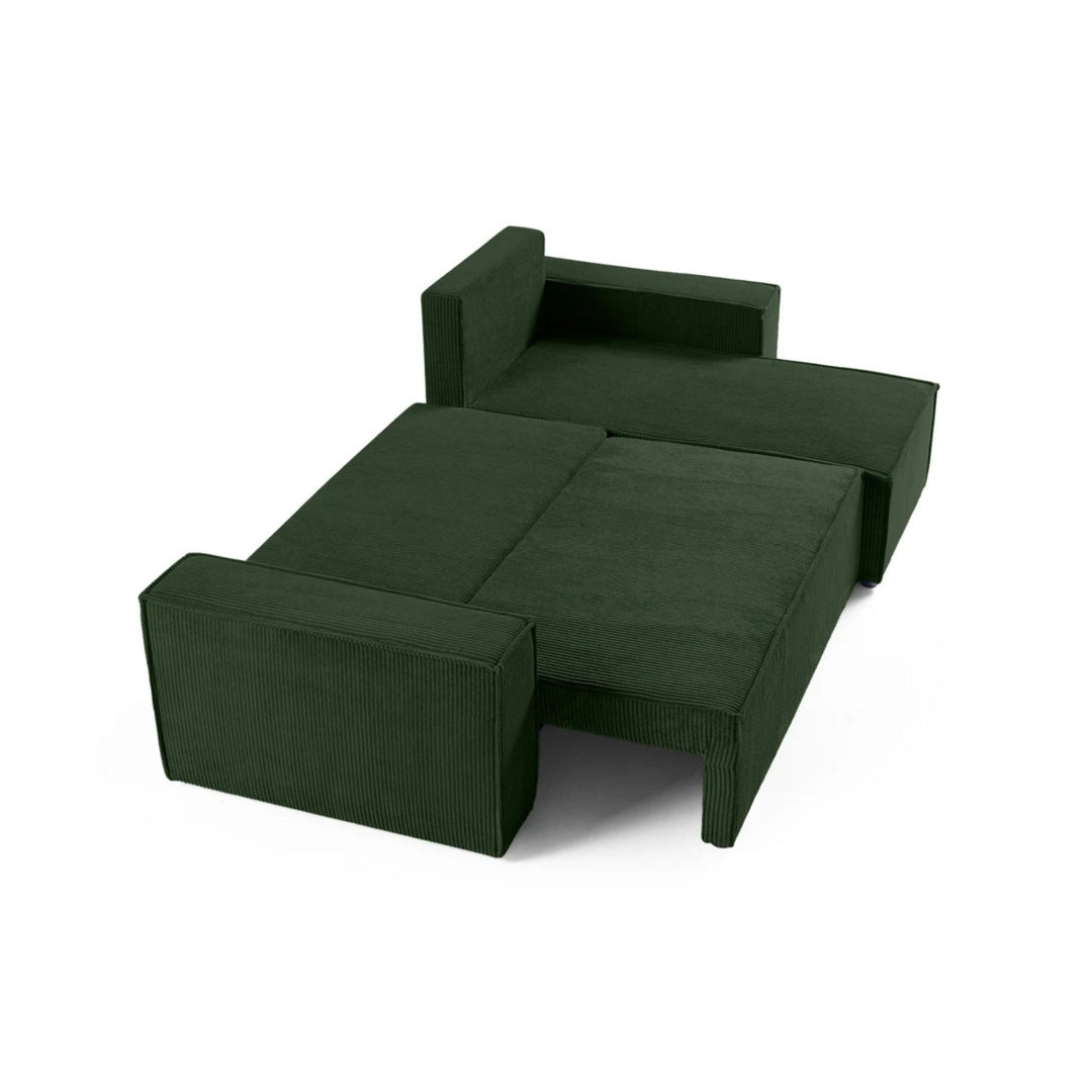 Canapé d'angle réversible convertible BESTMOBILIER Cezanne 4 places en velours côtelé vert