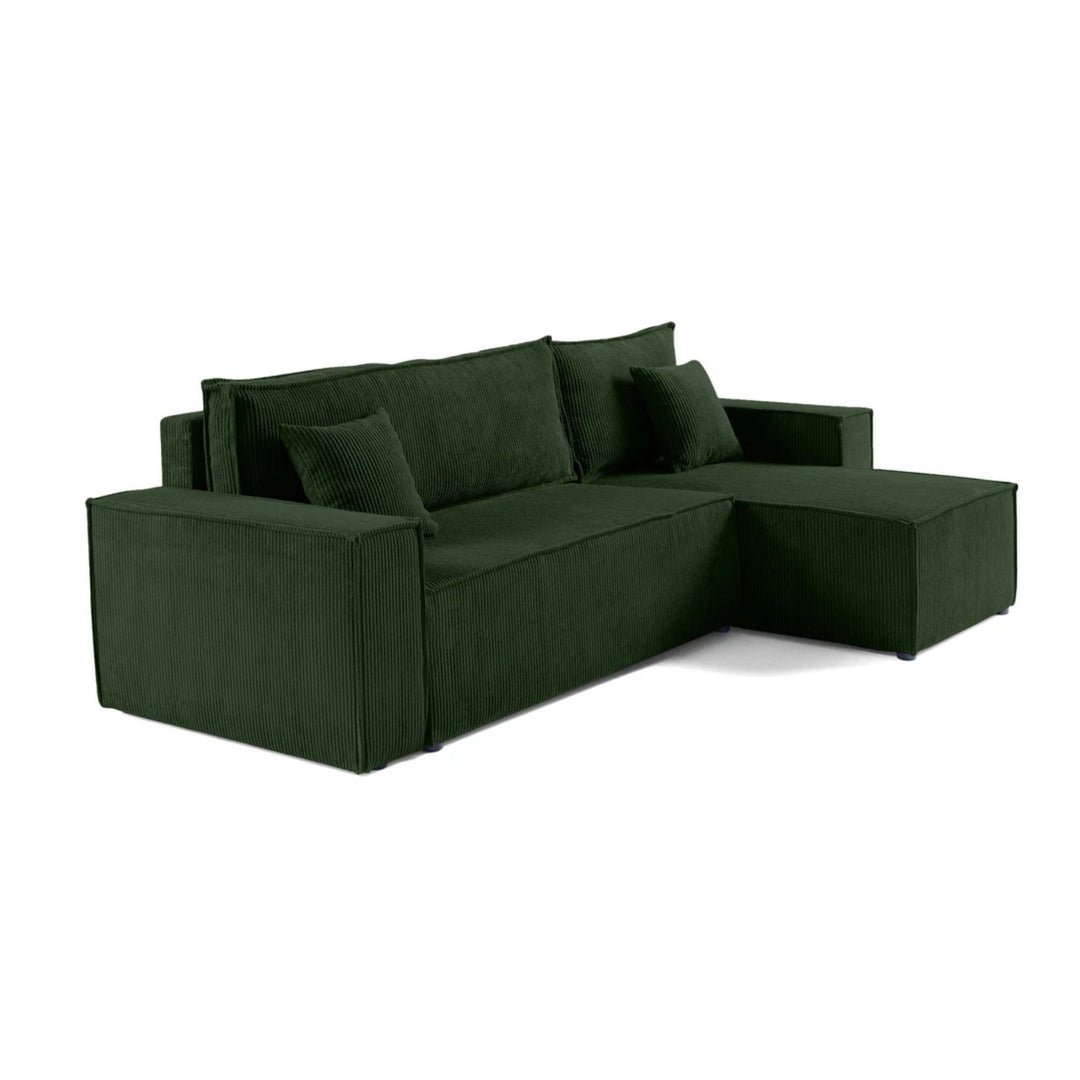 Canapé d'angle réversible convertible BESTMOBILIER Cezanne 4 places en velours côtelé vert