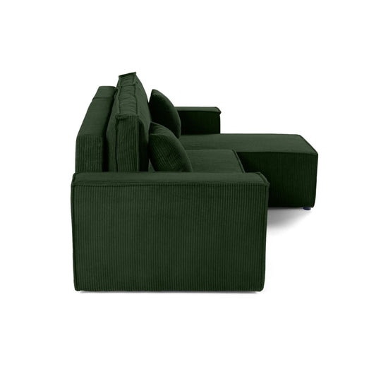 Canapé d'angle réversible convertible BESTMOBILIER Cezanne 4 places en velours côtelé vert
