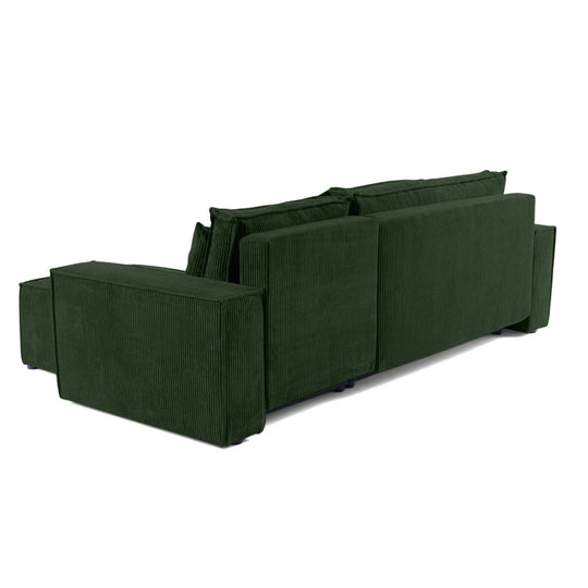 Canapé d'angle réversible convertible BESTMOBILIER Cezanne 4 places en velours côtelé vert