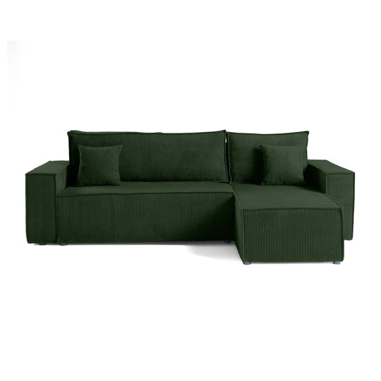 Canapé d'angle réversible convertible BESTMOBILIER Cezanne 4 places en velours côtelé vert