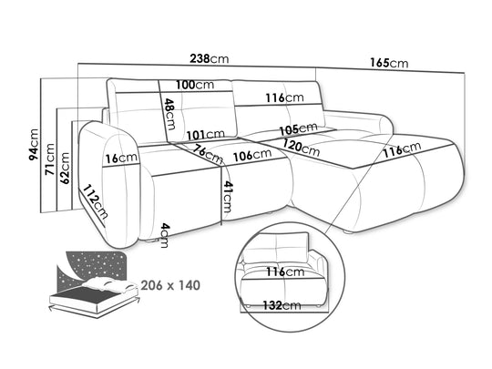 Canapé d'angle modulable convertible MOBILIER 1 Clinton 101 (Lambi 05)