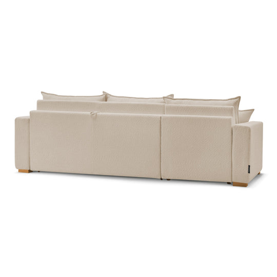 Canapé d'angle convertible BOBOCHIC Augustin ouverture express en tissu bouclette beige