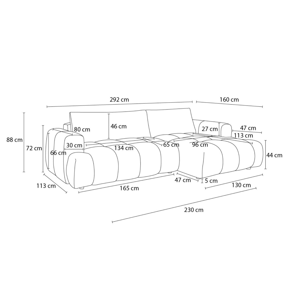Canapé d'angle convertible BOBOCHIC Fuji 3 places en tissu bouclette marron