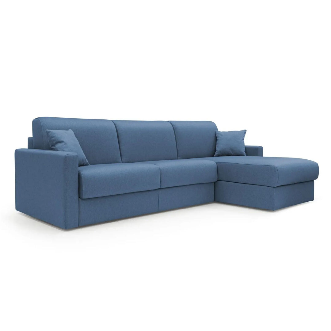 Canapé d'angle convertible réversible CAMIF Aubin grand 3 places en tissu déhoussable bleu