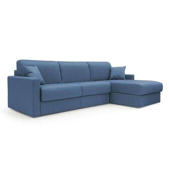 Canapé d'angle convertible réversible CAMIF Aubin grand 3 places en tissu déhoussable bleu