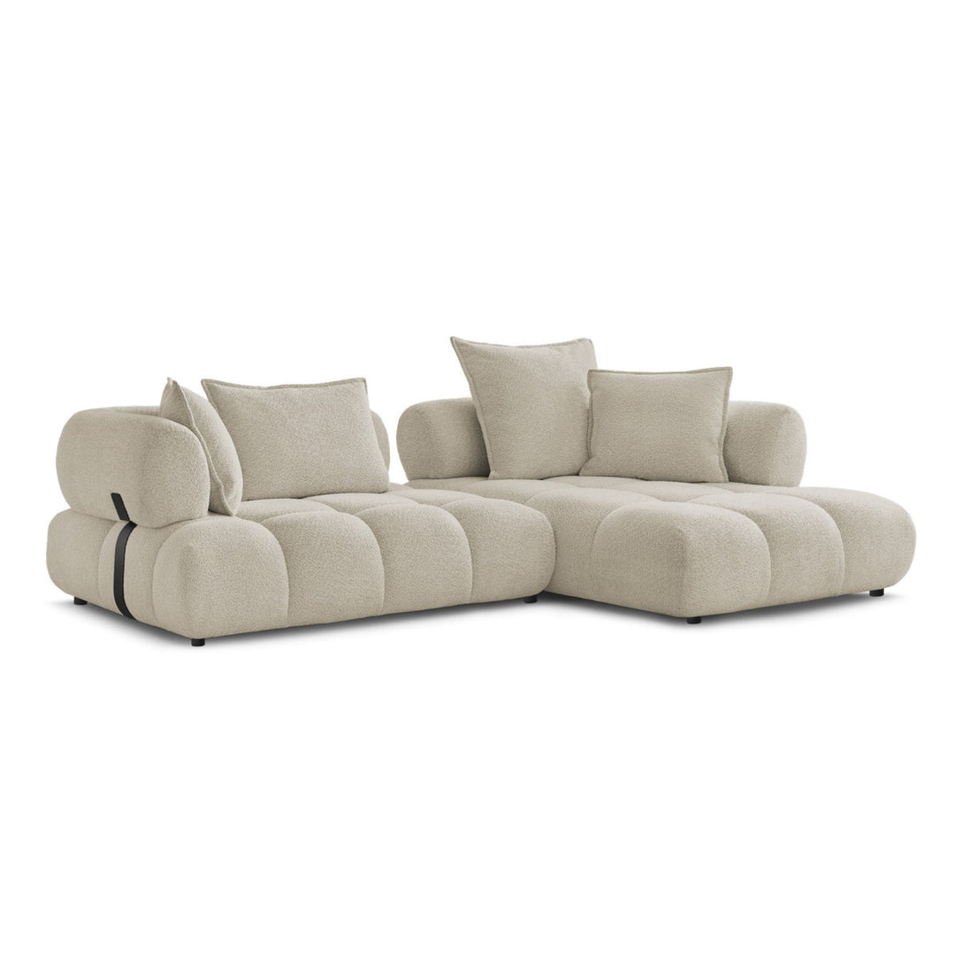 Canapé d'angle droit BOBOCHIC Alya 4 places en tissu bouclette beige