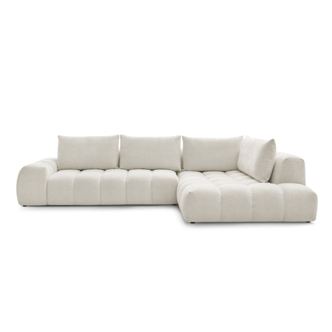 Canapé d'angle droit BOBOCHIC Everest en tissu chiné blanc