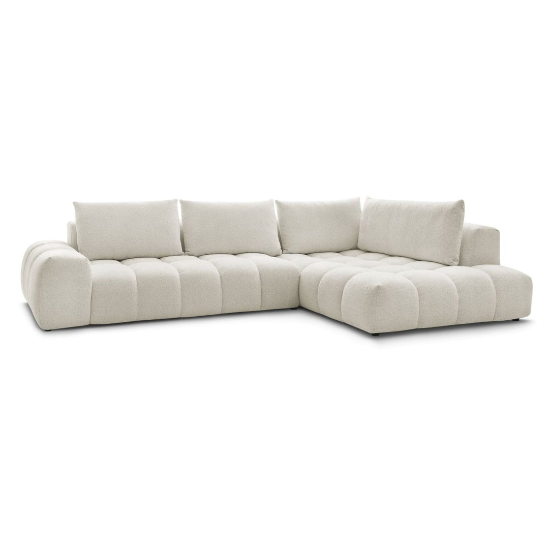 Canapé d'angle droit BOBOCHIC Everest en tissu chiné blanc
