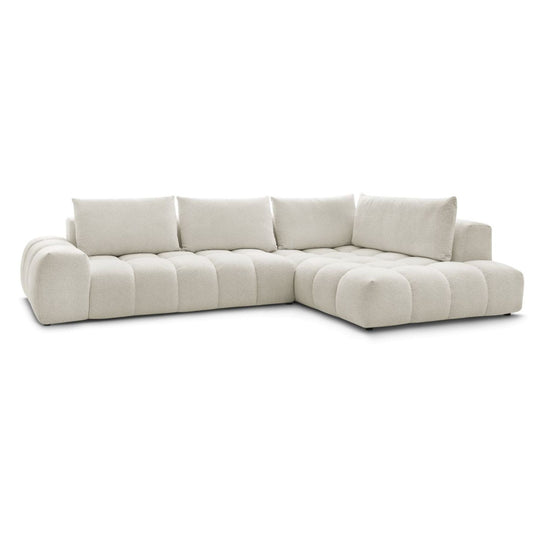 Canapé d'angle droit BOBOCHIC Everest en tissu chiné blanc