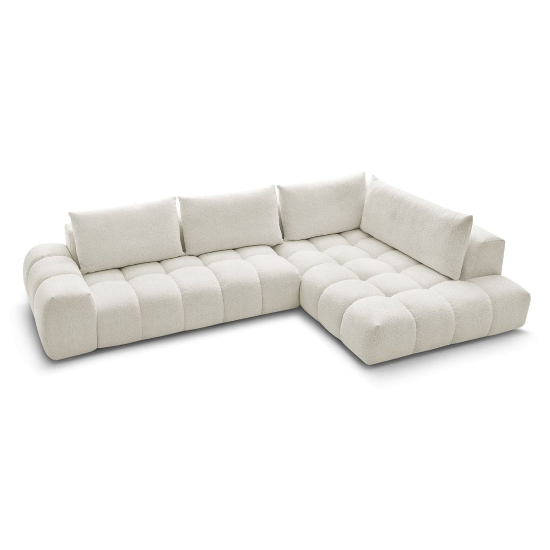 Canapé d'angle droit BOBOCHIC Everest en tissu chiné blanc