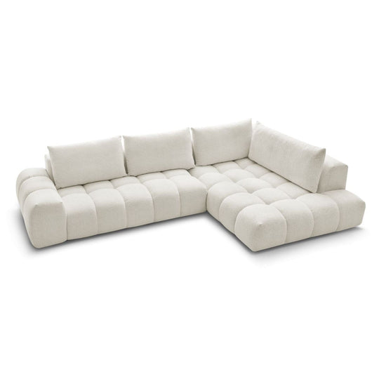 Canapé d'angle droit BOBOCHIC Everest en tissu chiné blanc