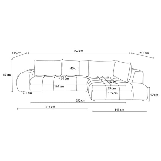 Canapé d'angle droit BOBOCHIC Everest en tissu chiné blanc