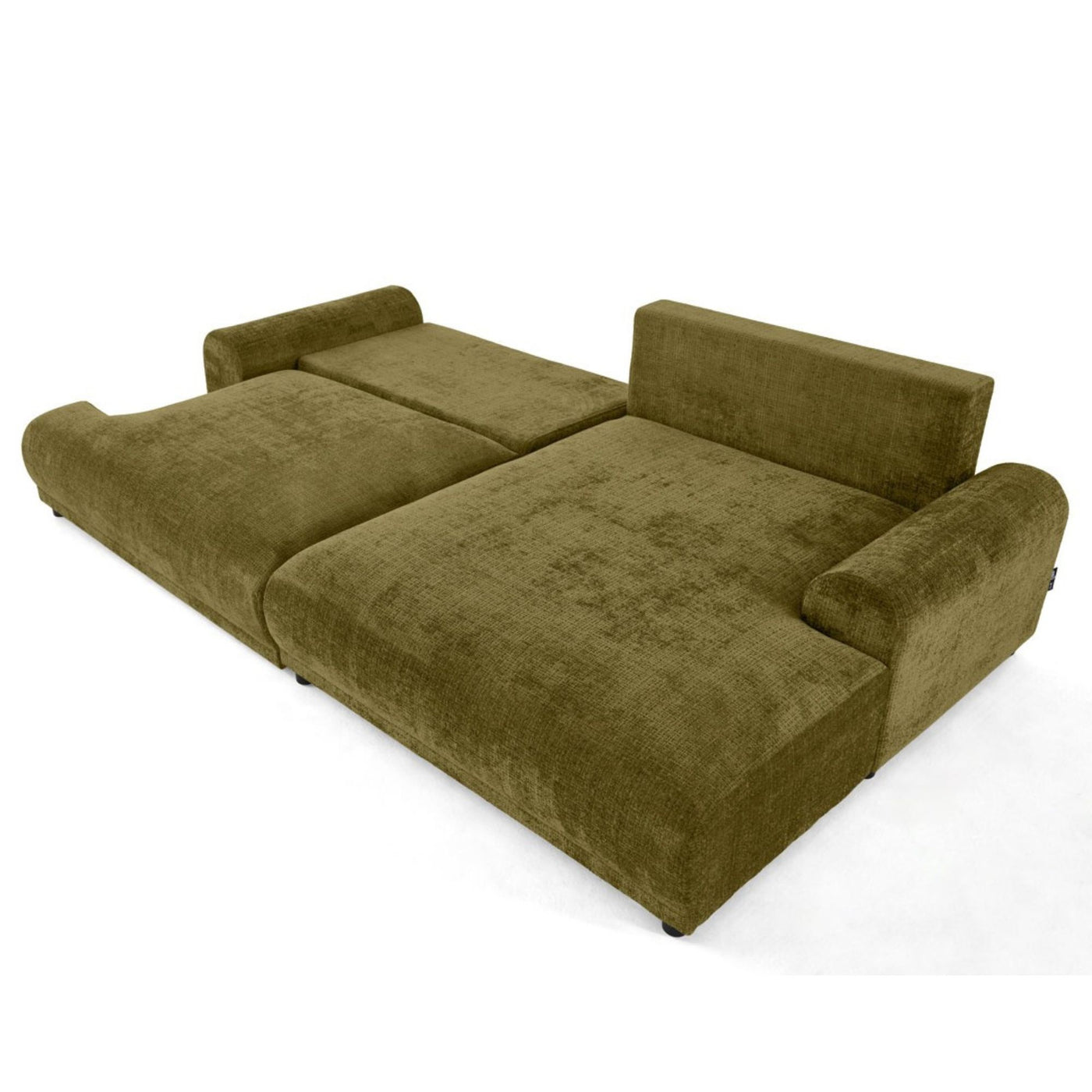 Canapé d'angle droit convertible BEST MOBILIER Nelly 4 places avec coffre en velours texturé Vert olive
