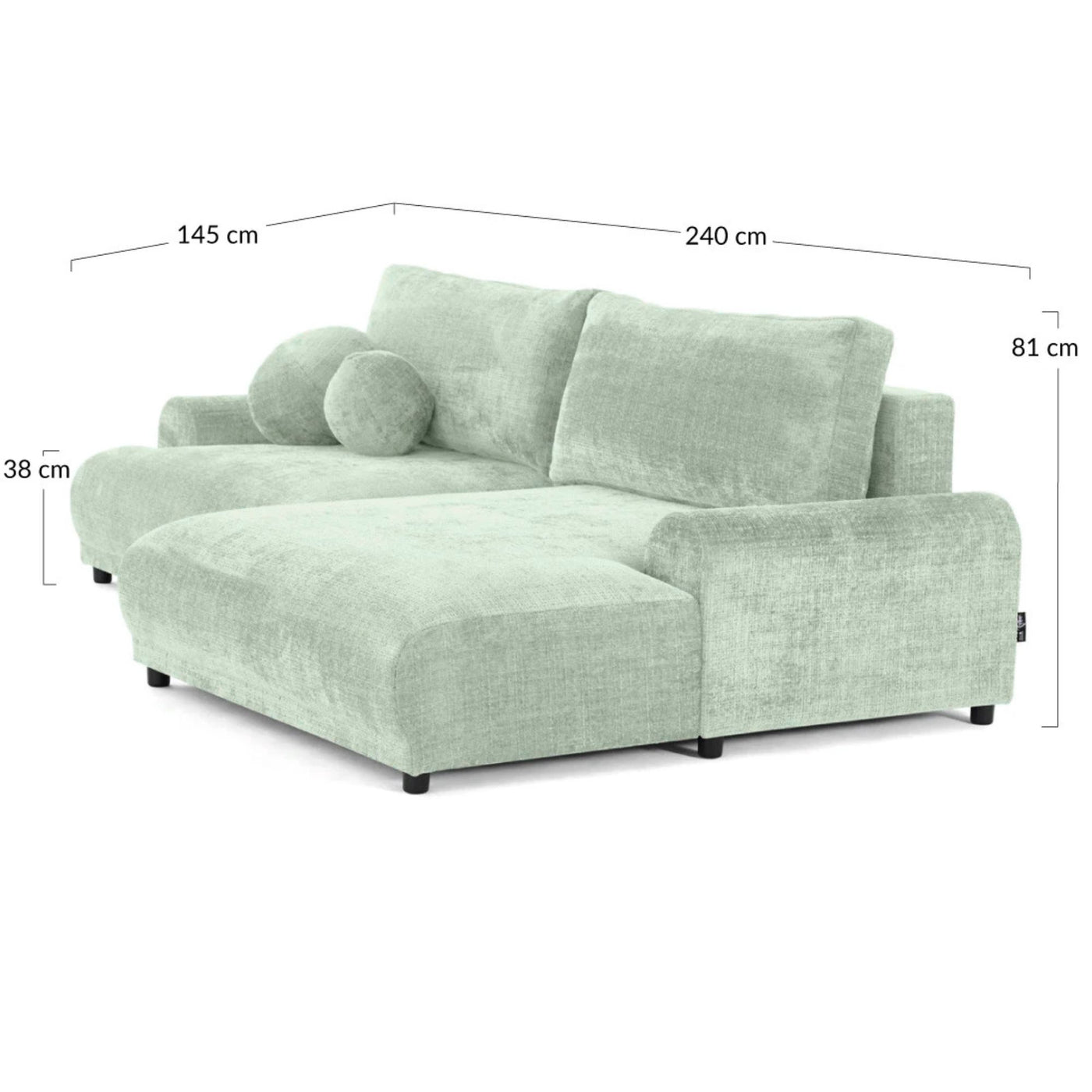 Canapé d'angle droit convertible BEST MOBILIER Nelly 4 places avec coffre en velours texturé Vert olive