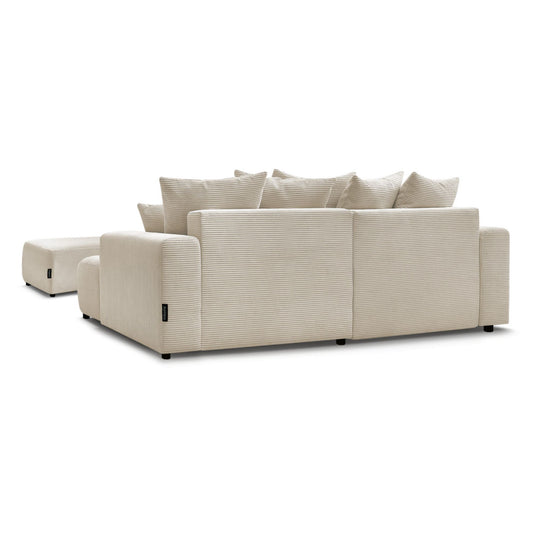 Canapé d'angle droit convertible BOBOCHIC Atilla 4 places avec coffre en velours côtelé beige
