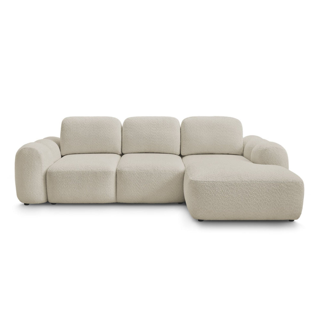 Canapé d'angle gauche convertible BOBOCHIC Montaigne 4 places en tissu bouclette beige
