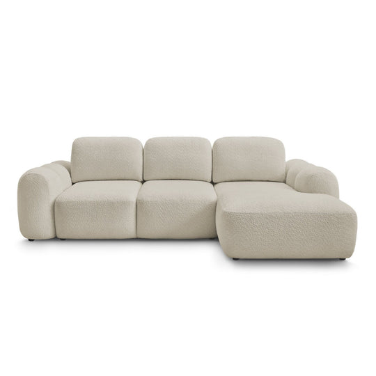 Canapé d'angle gauche convertible BOBOCHIC Montaigne 4 places en tissu bouclette beige
