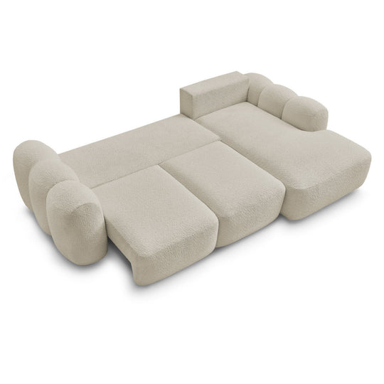 Canapé d'angle gauche convertible BOBOCHIC Montaigne 4 places en tissu bouclette beige