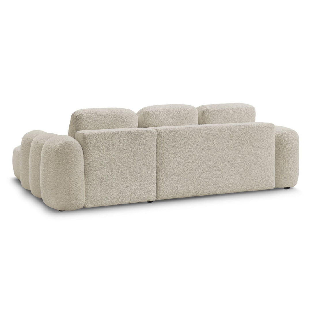 Canapé d'angle gauche convertible BOBOCHIC Montaigne 4 places en tissu bouclette beige