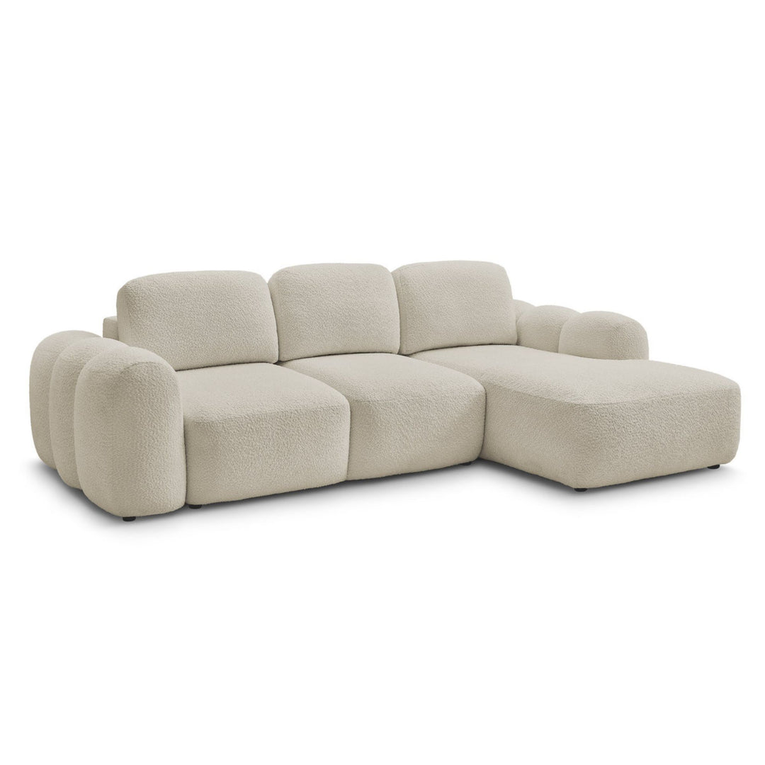 Canapé d'angle gauche convertible BOBOCHIC Montaigne 4 places en tissu bouclette beige