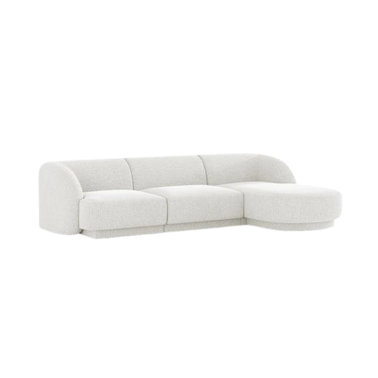 Canapé d'angle droit MICADONI Miley 4 places en tissu bouclé blanc
