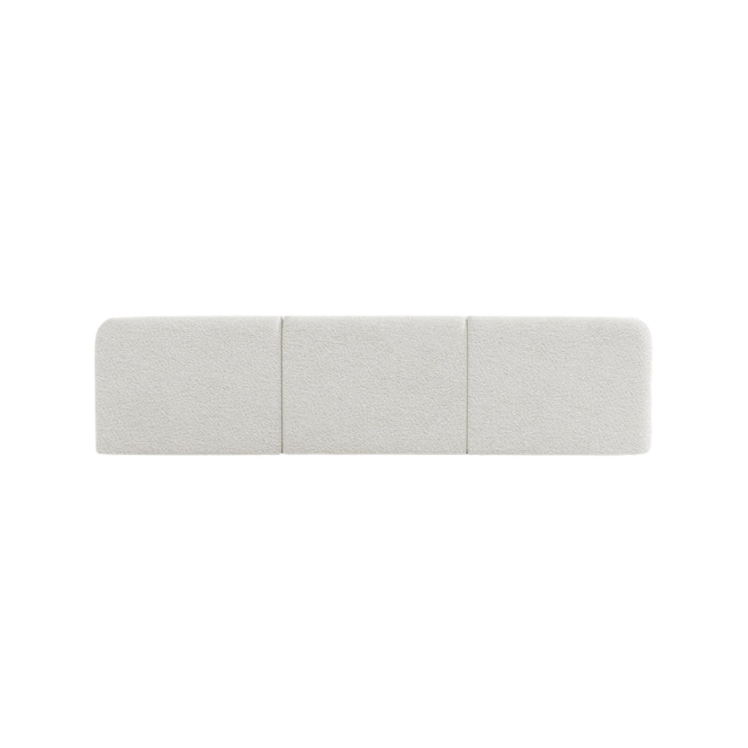 Canapé d'angle droit MICADONI Miley 4 places en tissu bouclé blanc