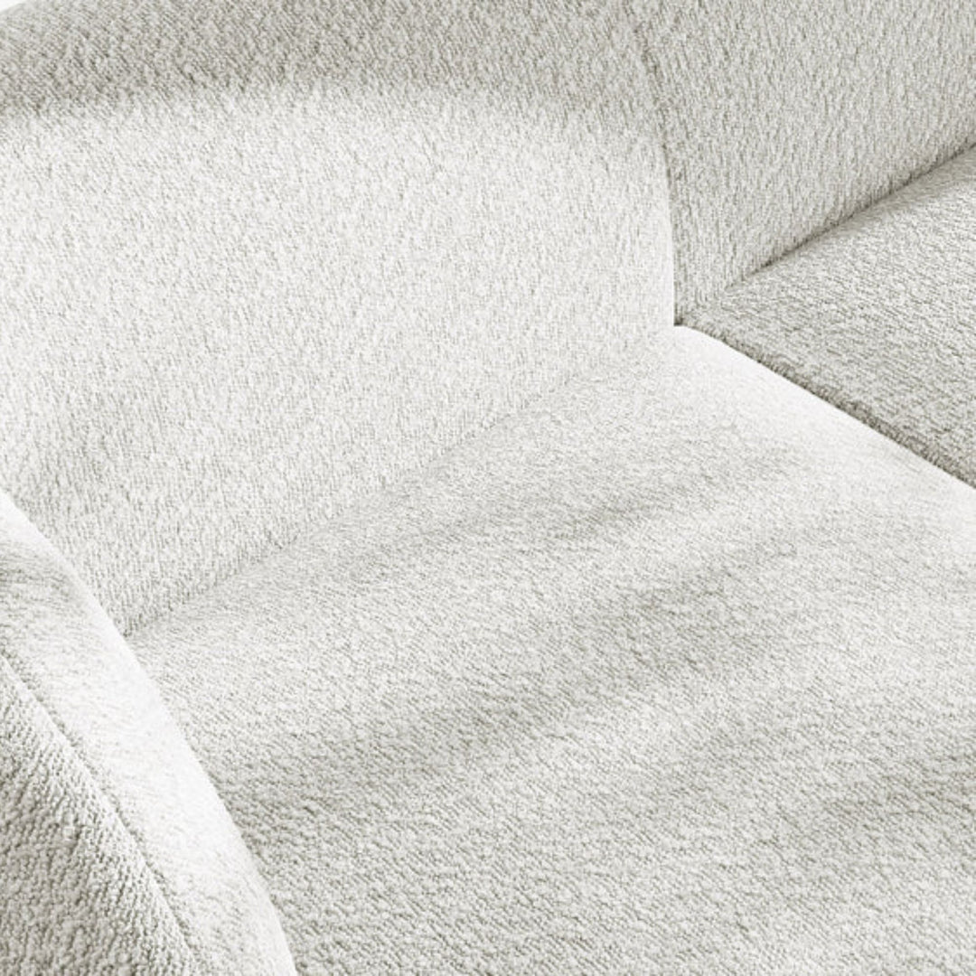 Canapé d'angle droit MICADONI Miley 4 places en tissu bouclé blanc