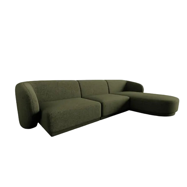 Canapé d'angle droit modulable CXL by Christian Lacroix Lionel 4 places en tissu chenille vert chiné