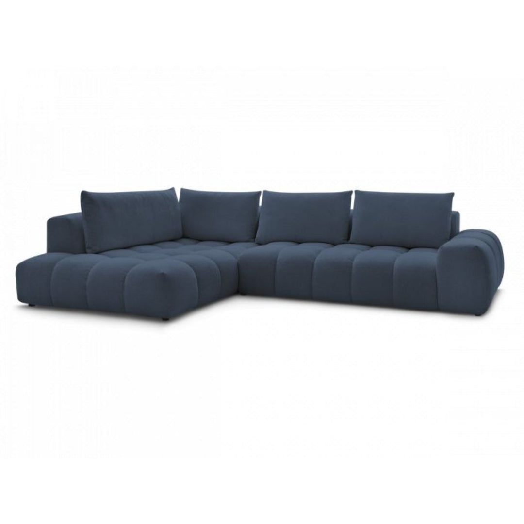 Canapé d'angle gauche BOBOCHIC Everest 4 places en tissu chiné bleu