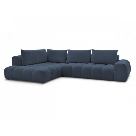 Canapé d'angle gauche BOBOCHIC Everest 4 places en tissu chiné bleu