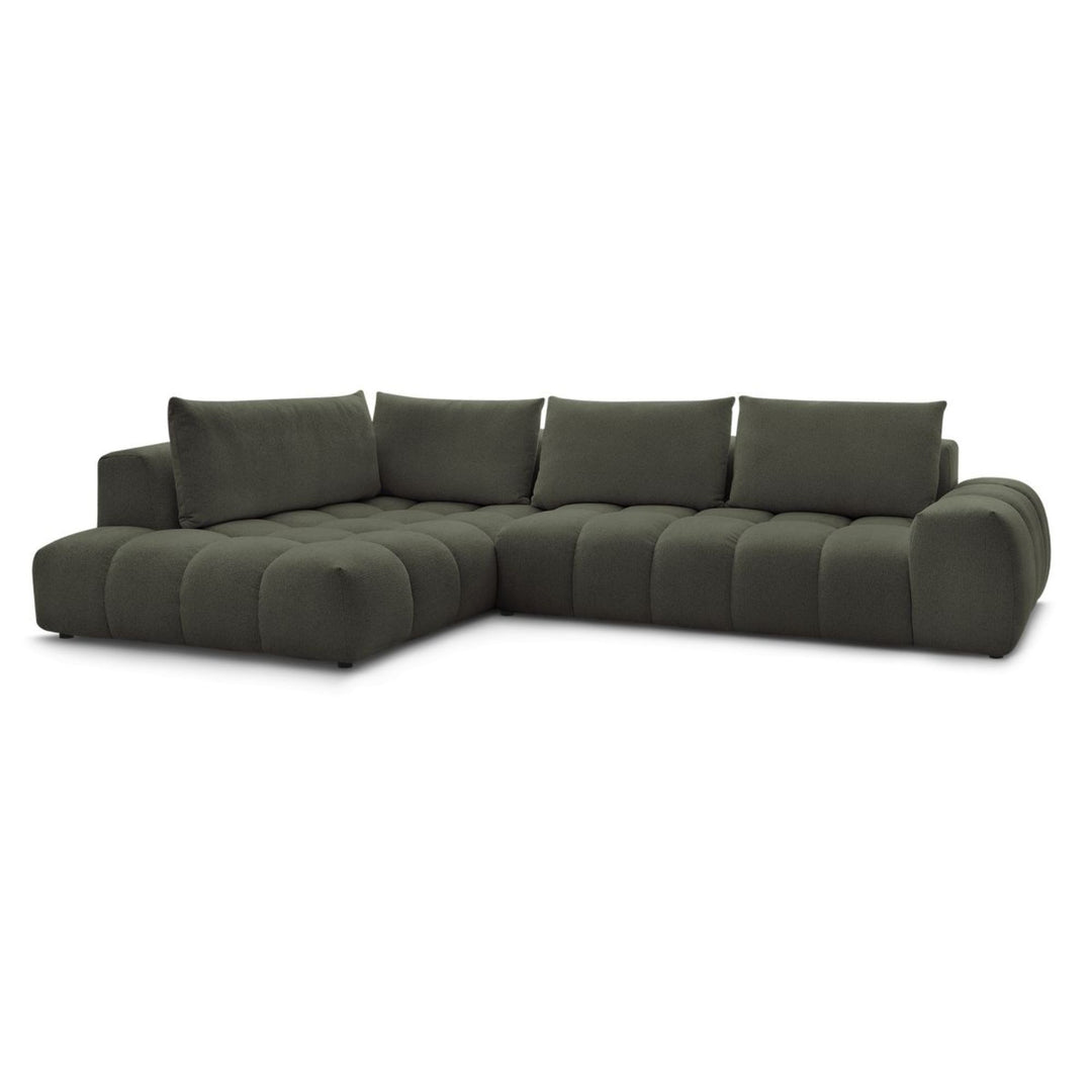 Canapé d'angle gauche BOBOCHIC Everest 4 places en tissu chiné vert
