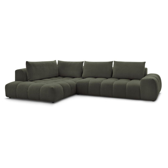 Canapé d'angle gauche BOBOCHIC Everest 4 places en tissu chiné vert