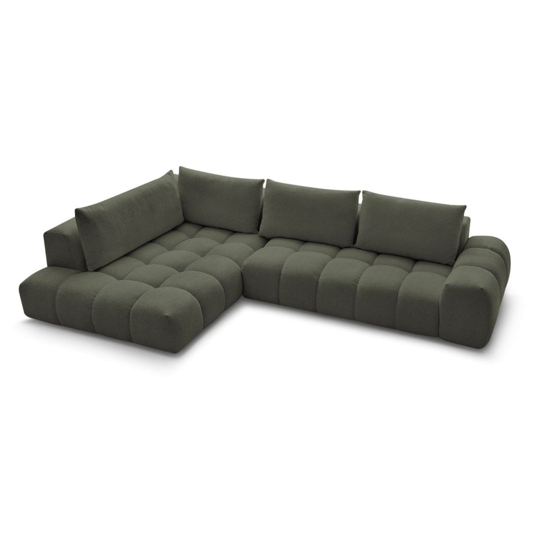 Canapé d'angle gauche BOBOCHIC Everest 4 places en tissu chiné vert