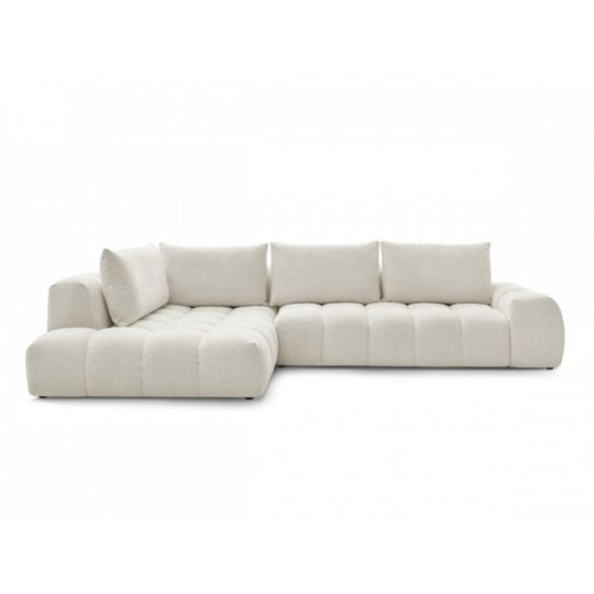 Canapé d'angle gauche BOBOCHIC Everest en tissu chiné blanc