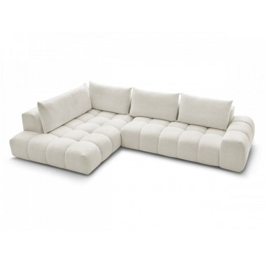Canapé d'angle gauche BOBOCHIC Everest en tissu chiné blanc