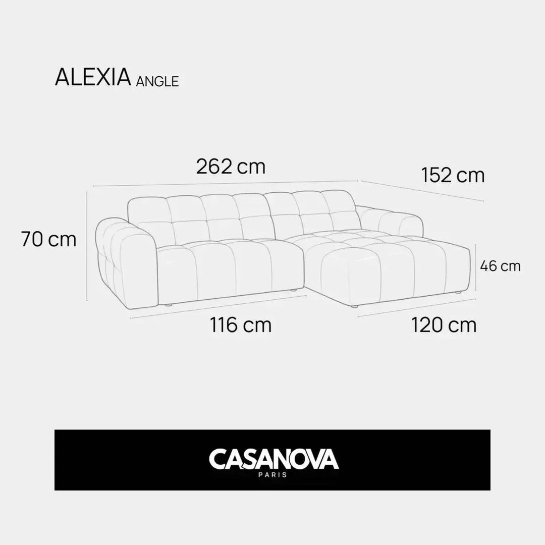 Canapé d'angle gauche CASANOVA Alexia 4 places en tissu bouclette beige