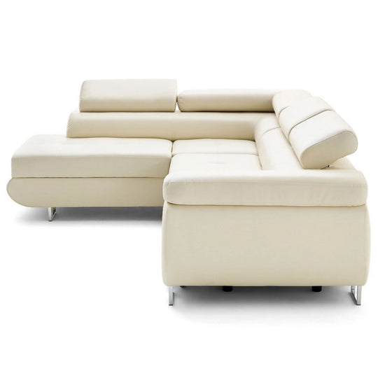 Canapé d'angle gauche convertible BEST MOBILIER Zaria 5 places avec coffre et têtières en cuir vegan beige