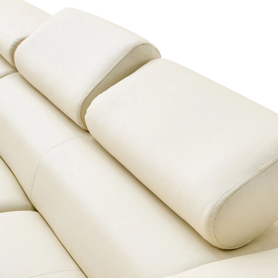 Canapé d'angle gauche convertible BEST MOBILIER Zaria 5 places avec coffre et têtières en cuir vegan beige