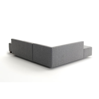 Canapé d'angle gauche convertible LES TENDANCES Divona 5 places en tissu Gris