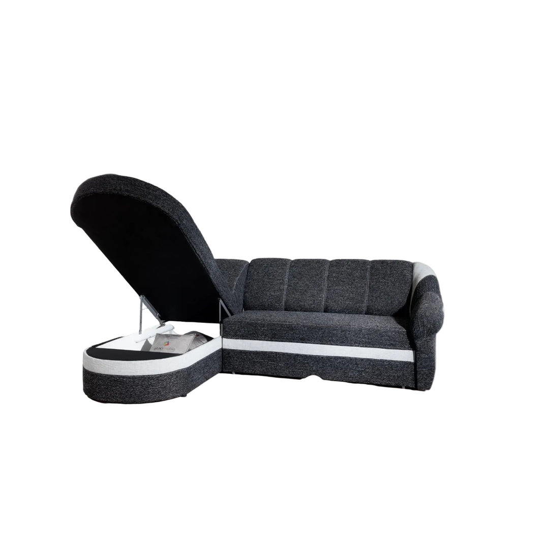 Canapé d'angle gauche convertible LES TENDANCES Sundy 4 places en tissu rouge et noir
