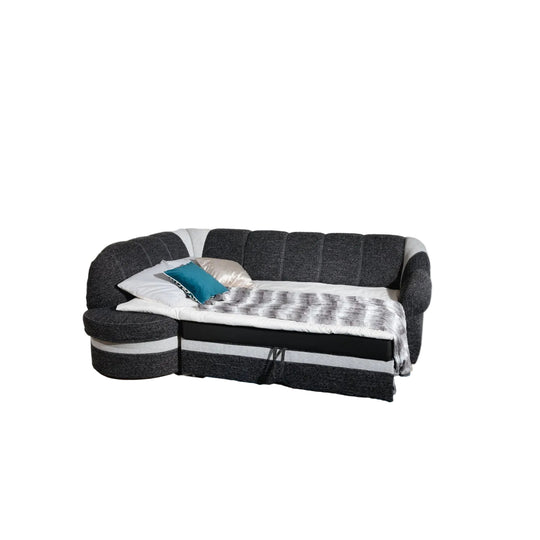 Canapé d'angle gauche convertible LES TENDANCES Sundy 4 places en tissu rouge et noir