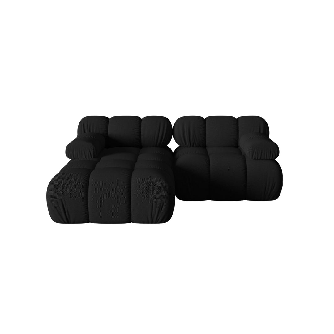 Canapé d'angle gauche MICADONI Bellis 3 places en tissu 3d noir