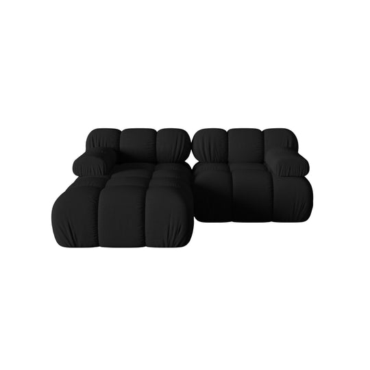 Canapé d'angle gauche MICADONI Bellis 3 places en tissu 3d noir