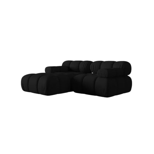 Canapé d'angle gauche MICADONI Bellis 3 places en tissu 3d noir
